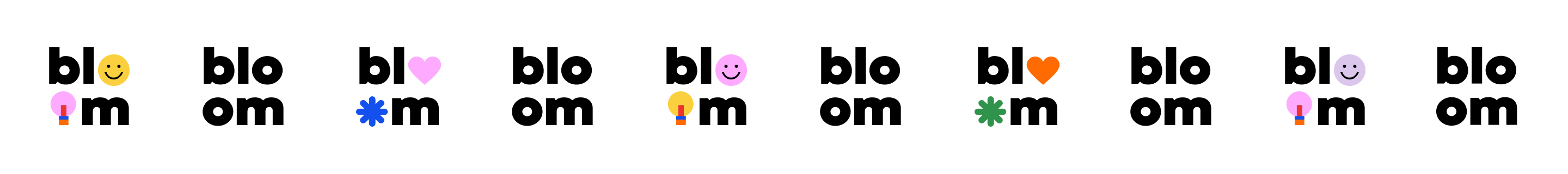 Brand usage prototypes. Logo versions in a row